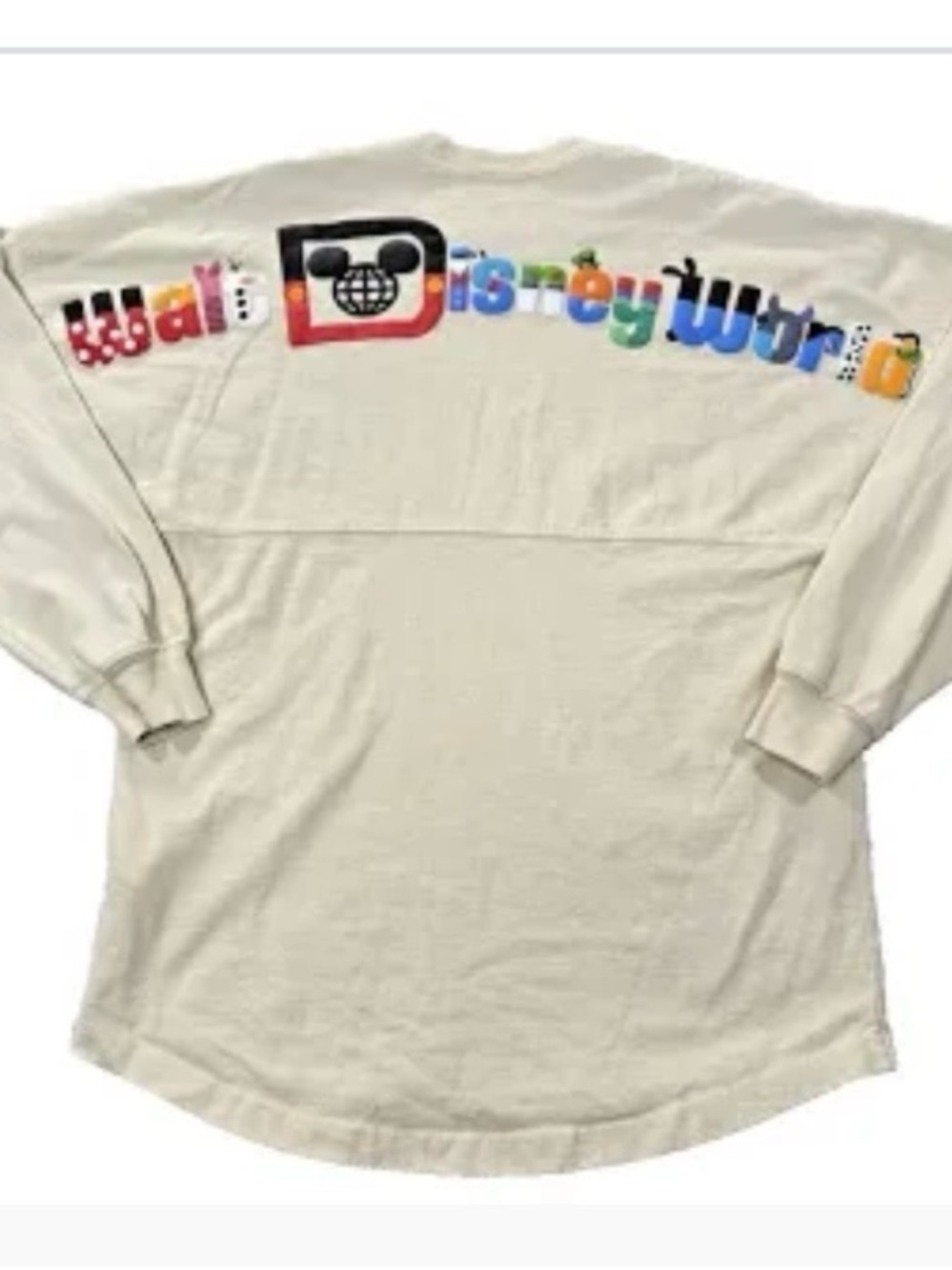 Disney Cream Long-Sleeve Graphic Tee with Multicolor Walt Disney World Logo